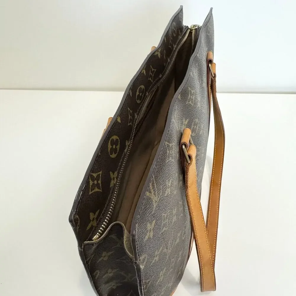Louis Vuitton Brown Monogram Leather Trim Babylone Tote Bag LV Tan Shoulder Bag